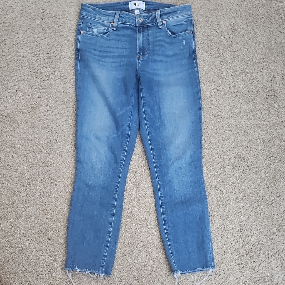 PAIGE Ankle Cropped Jeans in Classic Blue